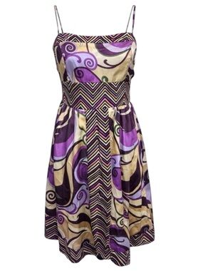 Abstract Swirl Print Fit & Flare Mini Sundress Fire Los Angeles Size S